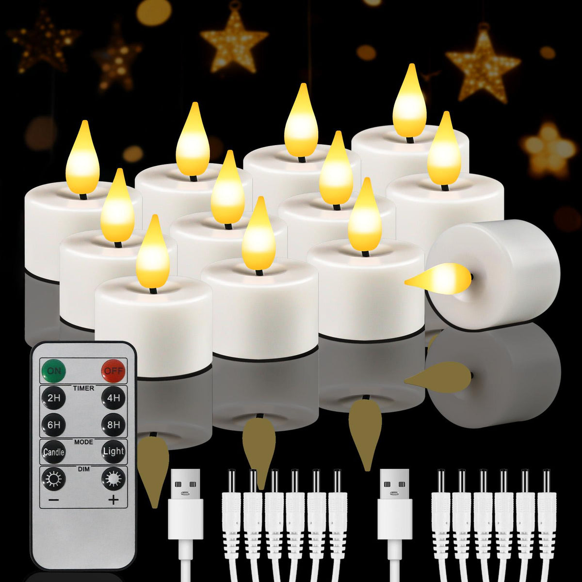 Flameless LED tea lights set