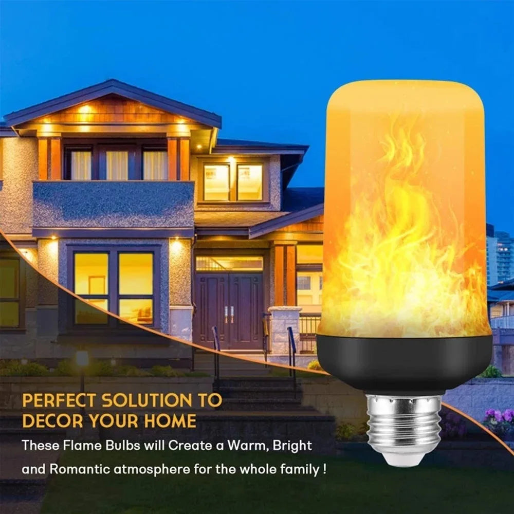 B22/E27 LED Flame Effect Bulb – 4 Modes Flickering Fire Simulation Light for Home, Garden, Party, Bar, Festival & Outdoor Decor