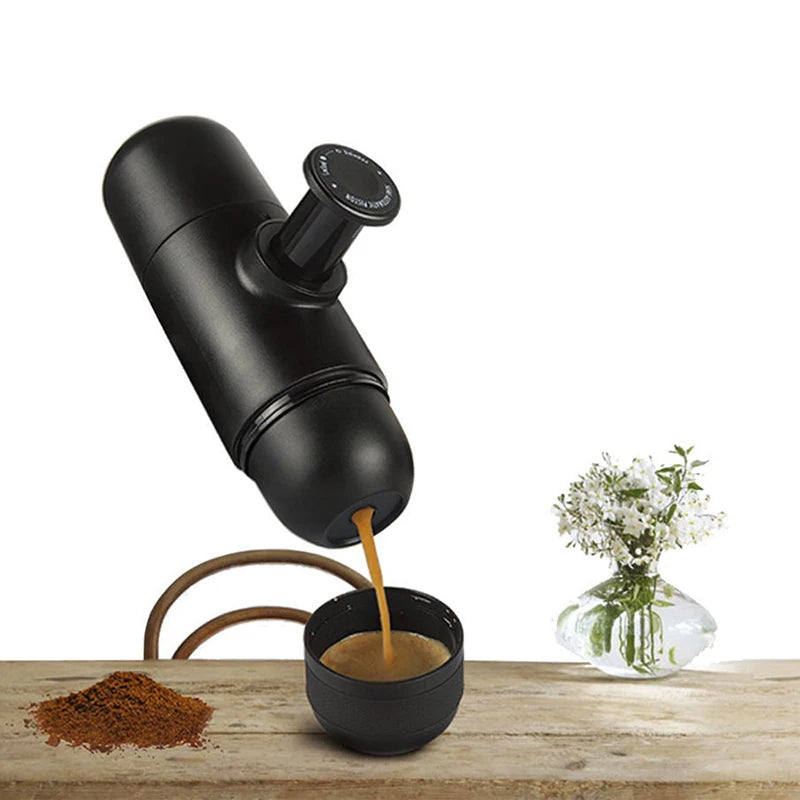 Portable manual hand-press espresso maker