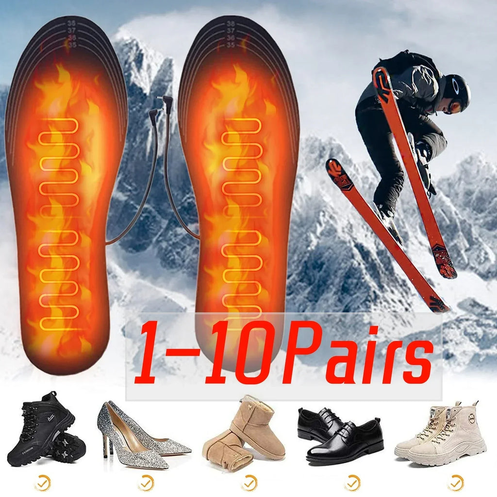 Heated insoles warming feet in shoes