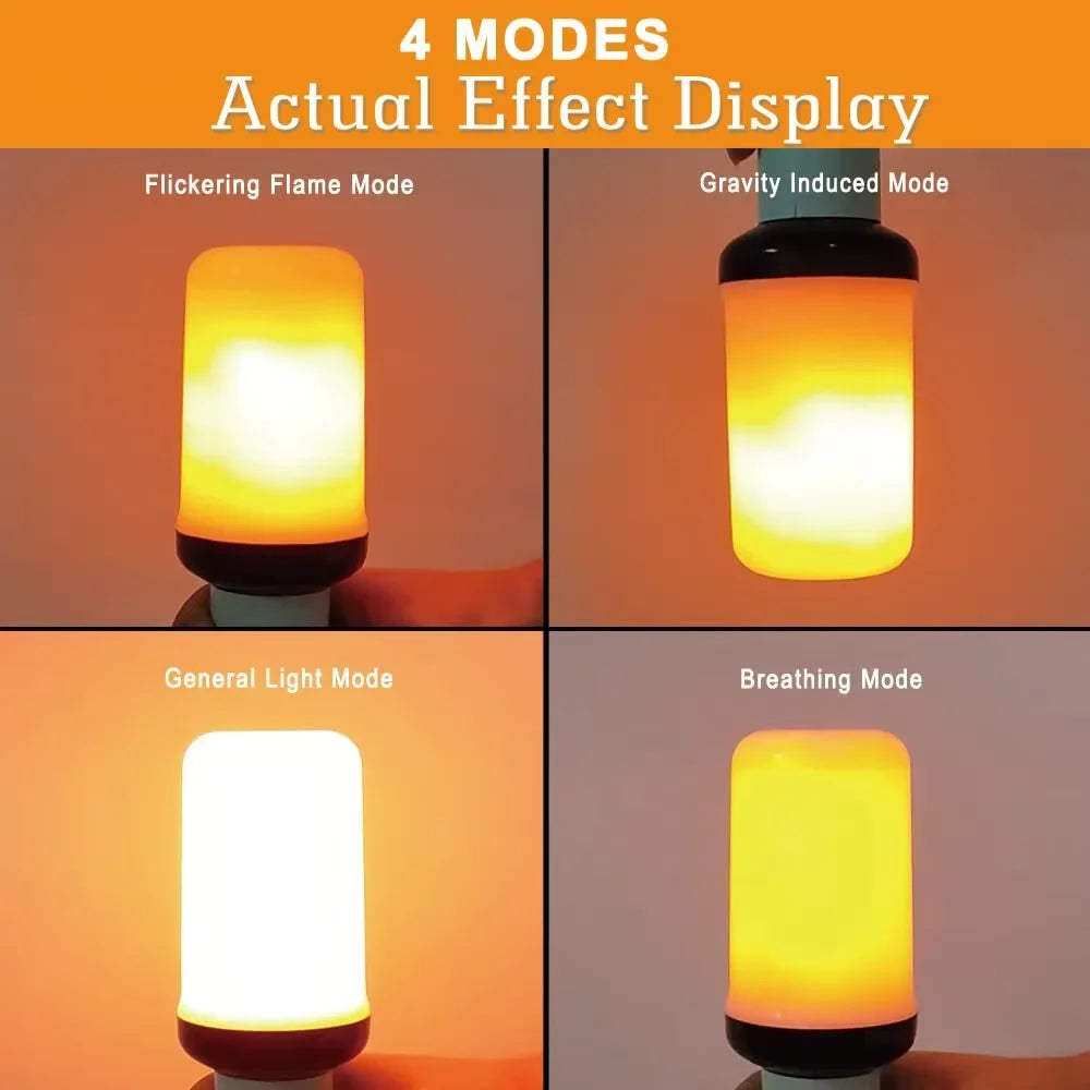 B22/E27 LED Flame Effect Bulb – 4 Modes Flickering Fire Simulation Light for Home, Garden, Party, Bar, Festival & Outdoor Decor