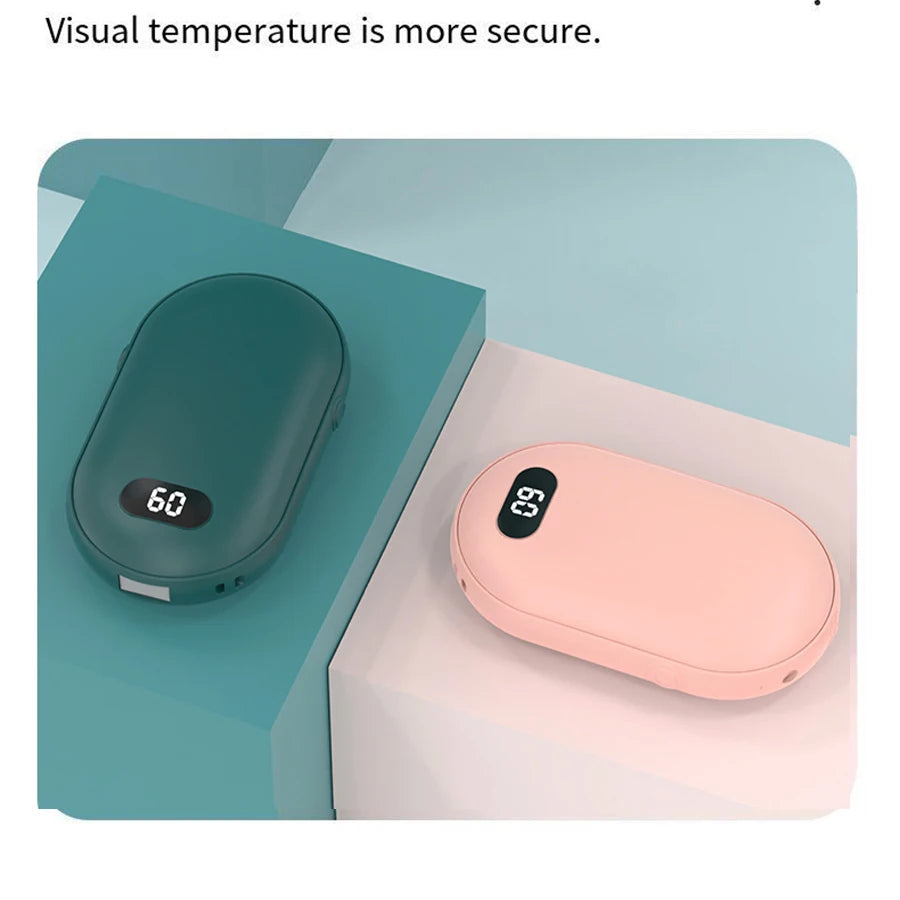 Rechargeable Hand Warmer – Double-Sided Pocket Heater, USB-C Charging, 2 Heat Settings