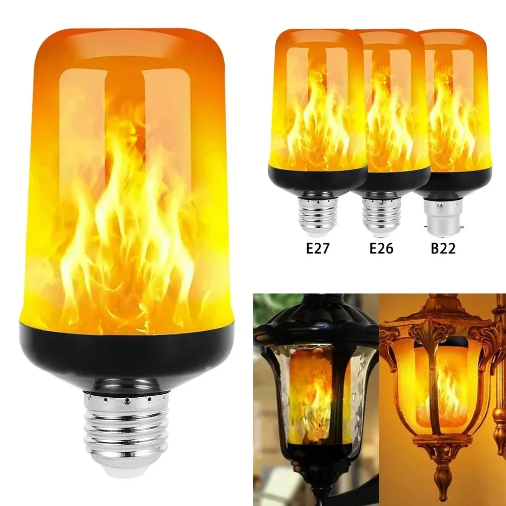 B22/E27 LED Flame Effect Bulb – 4 Modes Flickering Fire Simulation Light for Home, Garden, Party, Bar, Festival & Outdoor Decor