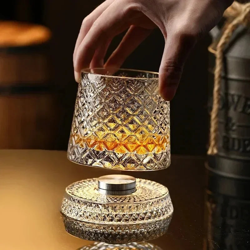 280ml Whiskey Glass The Crystal Rotates 360° White Wine and Cocktail Drinks Bar Party Cool Bar Accessories Unique Gift