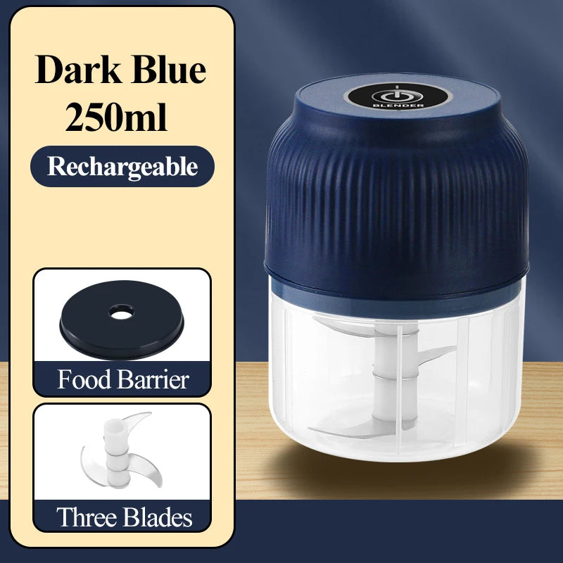 USB electric mini garlic chopper blue