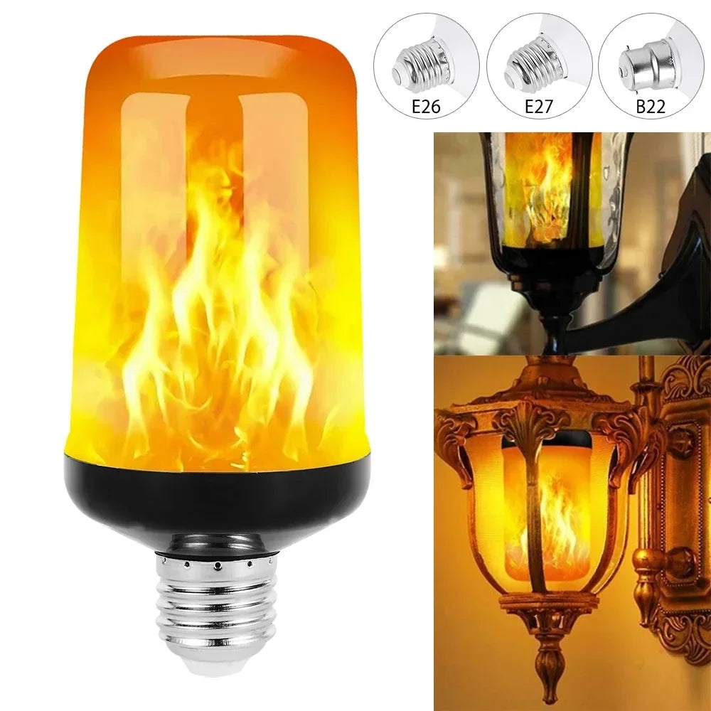 B22/E27 LED Flame Effect Bulb – 4 Modes Flickering Fire Simulation Light for Home, Garden, Party, Bar, Festival & Outdoor Decor