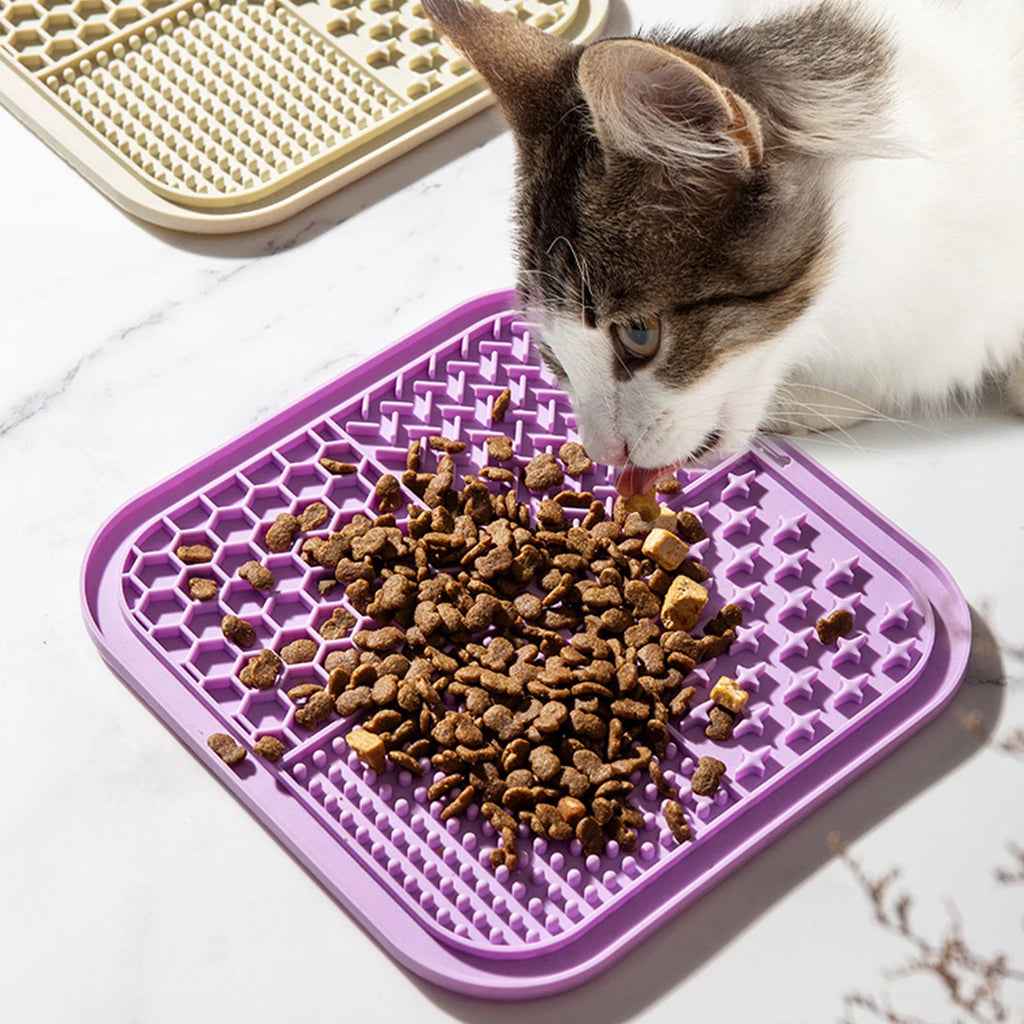PawsSlow Pet Lick Mat – Slow Feeder Mat with Suction Cups for Dogs & Cats