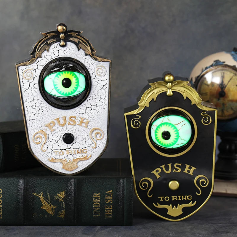 Spooky animated doorbell detail