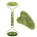 JadeGlow facial massage set - green jade roller and gua sha board