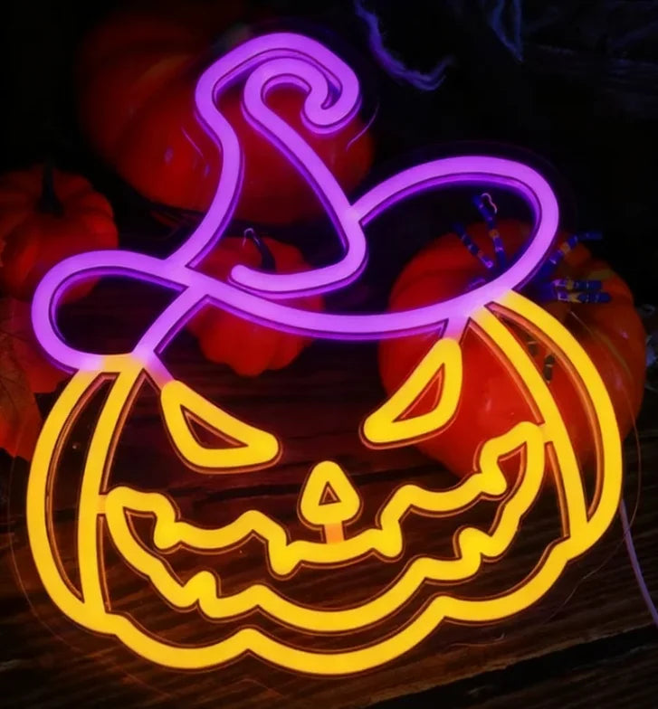 Halloween LED Bat Neon Wall Light – USB/Battery Powered, Spooky Party Decor