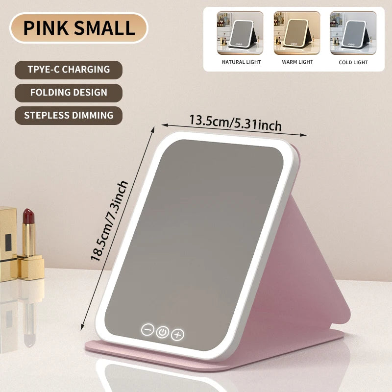 LED vanity makeup mirror pink