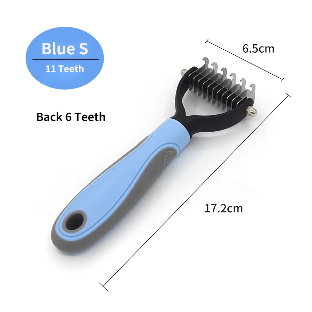 Pet deshedding brush blue small